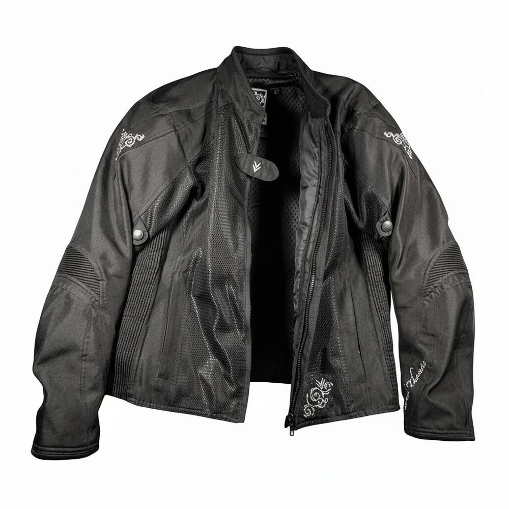 Frank Thomas Lady Racer Motorcycle Jacket Womens Mesh Armored Riding Jacket LL - Picture 12 of 16